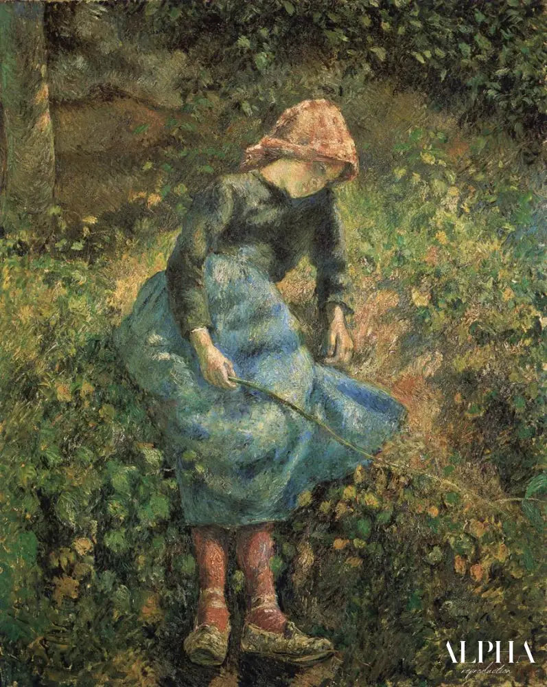 Jeune Fille a la Baguette - Camille Pissarro - Reproductions de tableaux et peintures haut de gamme