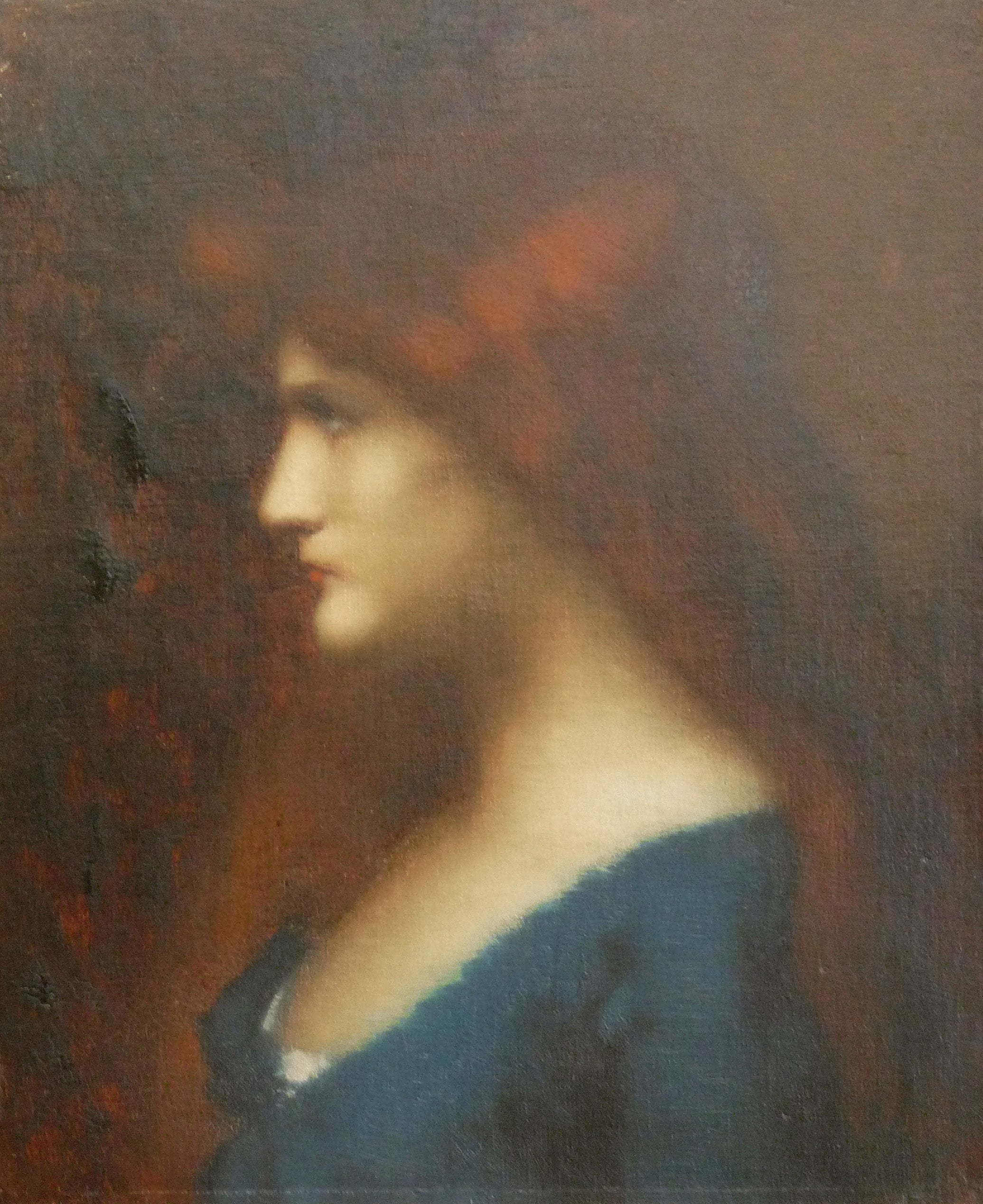 Jeune fille à la robe bleue - Jean-Jacques Henner image 1 copie peinte à la main à l’huile