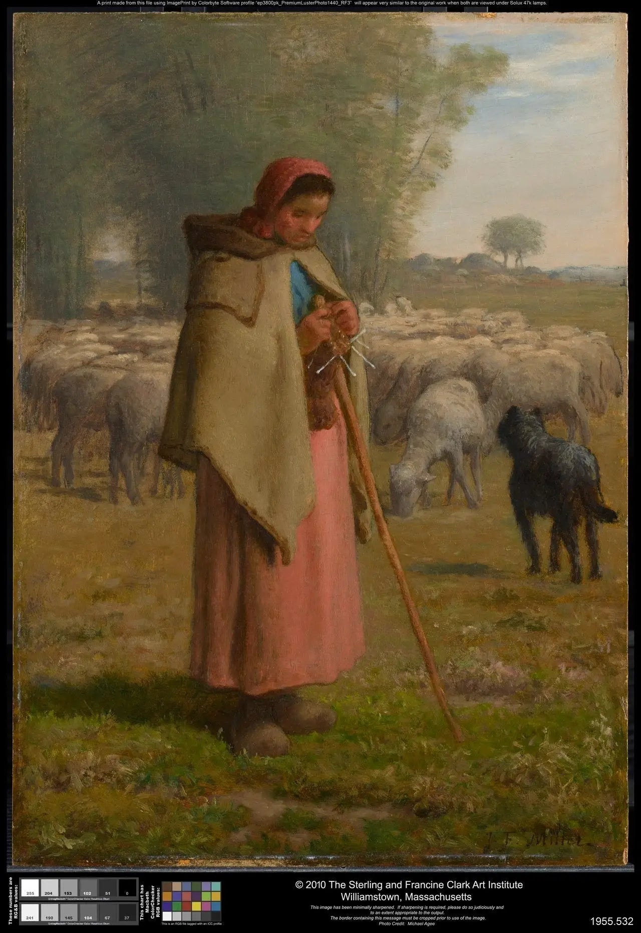Jeune fille gardant ses moutons - Jean-François Millet image 1 reproduction de peinture à l’huile