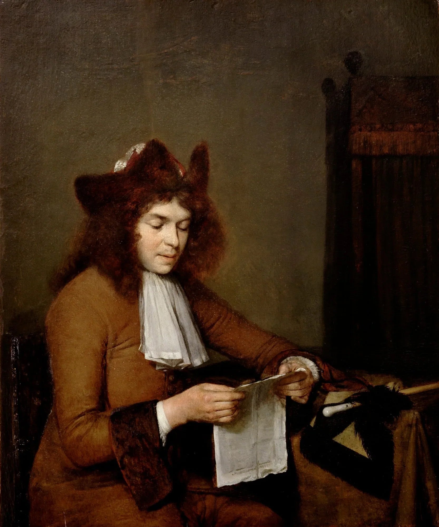 Jeune homme lisant - Gerard ter Borch image 1 copie de tableau peinte à la main
