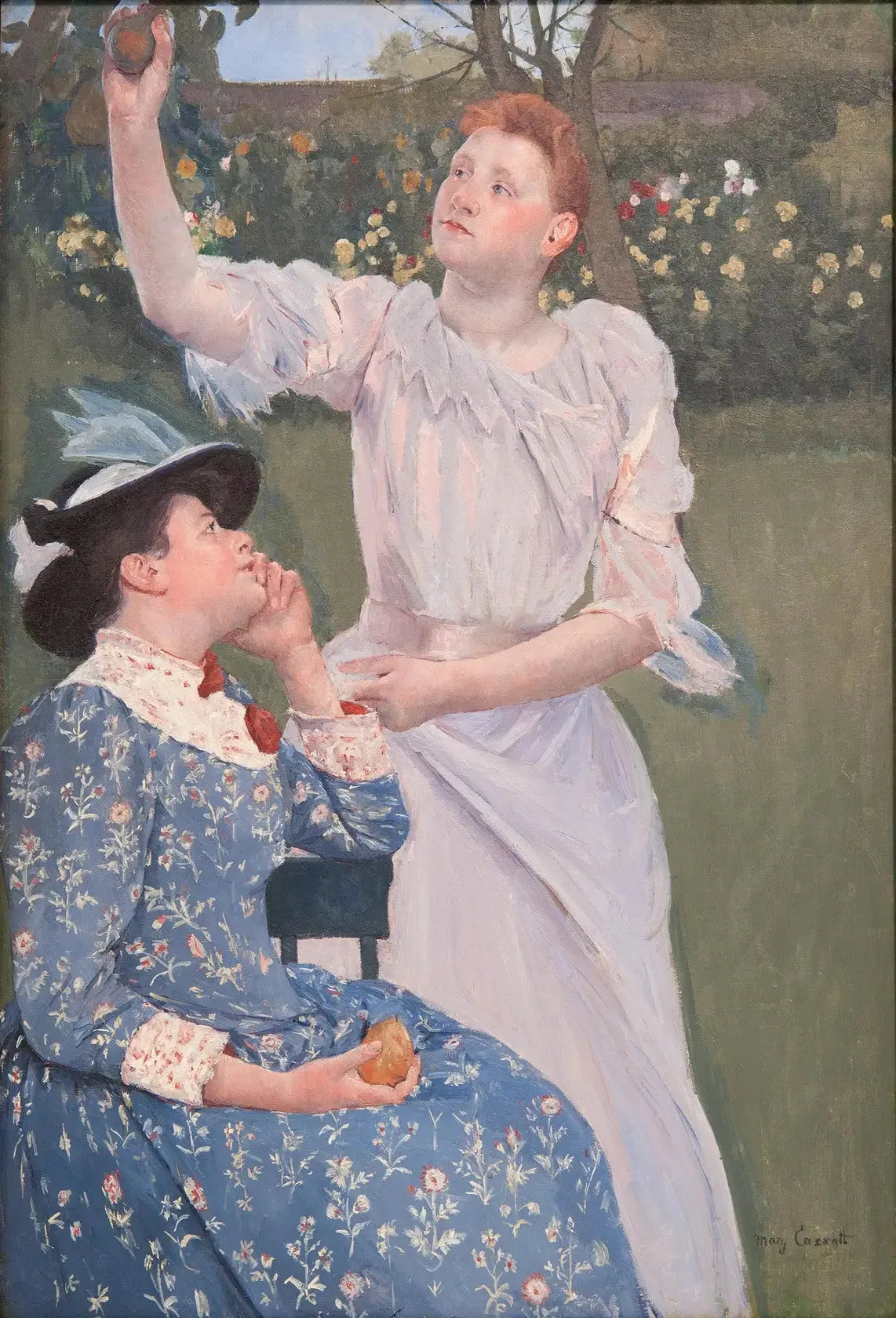 Jeunes femmes cueillant des fruits - Mary Cassatt image 1 reproduction de peinture à l’huile