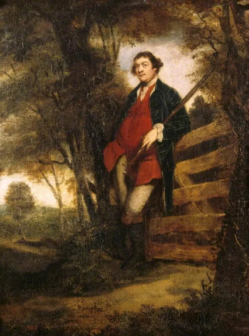 ジョン・パーカー、ボリングドン第1男爵（1734/5-1788）、銃を持ち、扉にもたれている - ジョシュア・レイノルズ