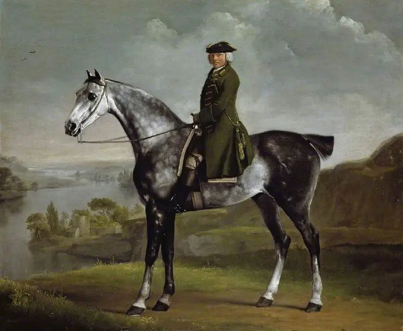 Joseph Smyth Esq, lieutenant de Whittlebury Forest, Northamptonshire, sur un cheval gris pommelé - George Stubbs image 1 reproduction de peinture à l’huile
