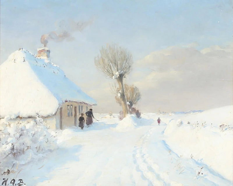 日当たりの良い冬の日、母親と子供が小屋の前にいる

Source:
Journée d'hiver ensoleillée avec mère et enfant devant un chalet. - H. A. Brendekilde