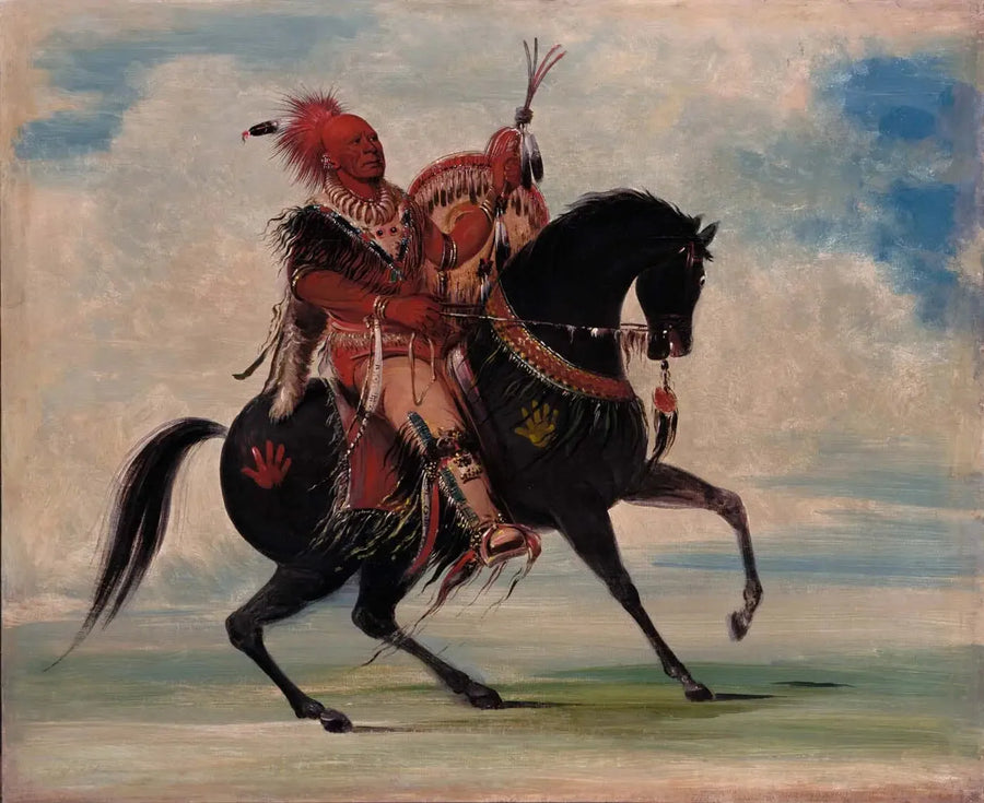 ブランド名：Alpha Reproduction - 油彩画のレプリカ、クラシックな絵画の複製品

Source:
Kee-o-kúk, le renard vigilant, chef de la tribu, à cheval - George Catlin
