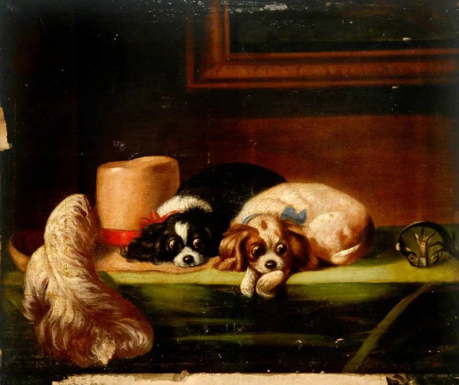 キングチャールズスパニエル（「キャバリアのペット」） - エドウィン・ヘンリー・ランディーア

Source:
King Charles Spaniels (« Les animaux de compagnie du cavalier ») - Edwin Henry Landseer