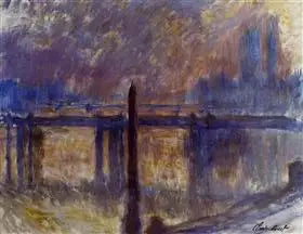L'Aiguille de Cléopâtre et Charing Cross Bridge - Claude Monet image 1 tableau peint à l’huile sur toile