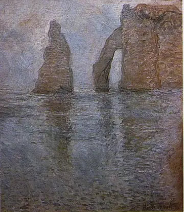 L'Aiguille et la Porte d'Aval vues en amont - Claude Monet image 1 copie de tableau peinte à la main