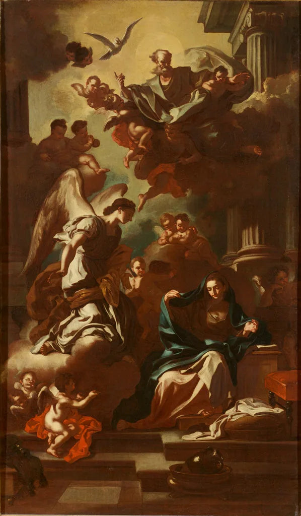 受胎告知、サンロッコ教会の祭壇画用モデル - フランチェスコ・ソリメナ