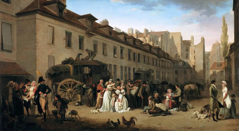 メッセージリーの中庭に到着した馬車 - ルイ＝レオポルド・ボイリー

Source:
L'Arrivée d'une diligence dans la cour des Messageries - Louis-Léopold Boilly