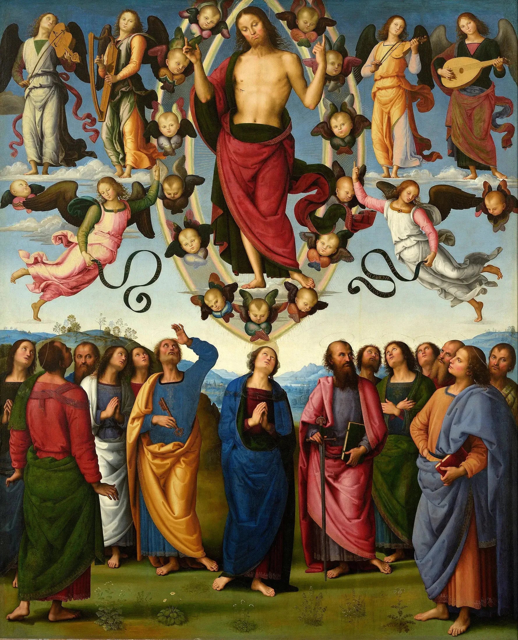 L'Ascension du Christ en présence de la Vierge et des apôtres - Pietro Perugino image 1 copie peinte à la main à l’huile
