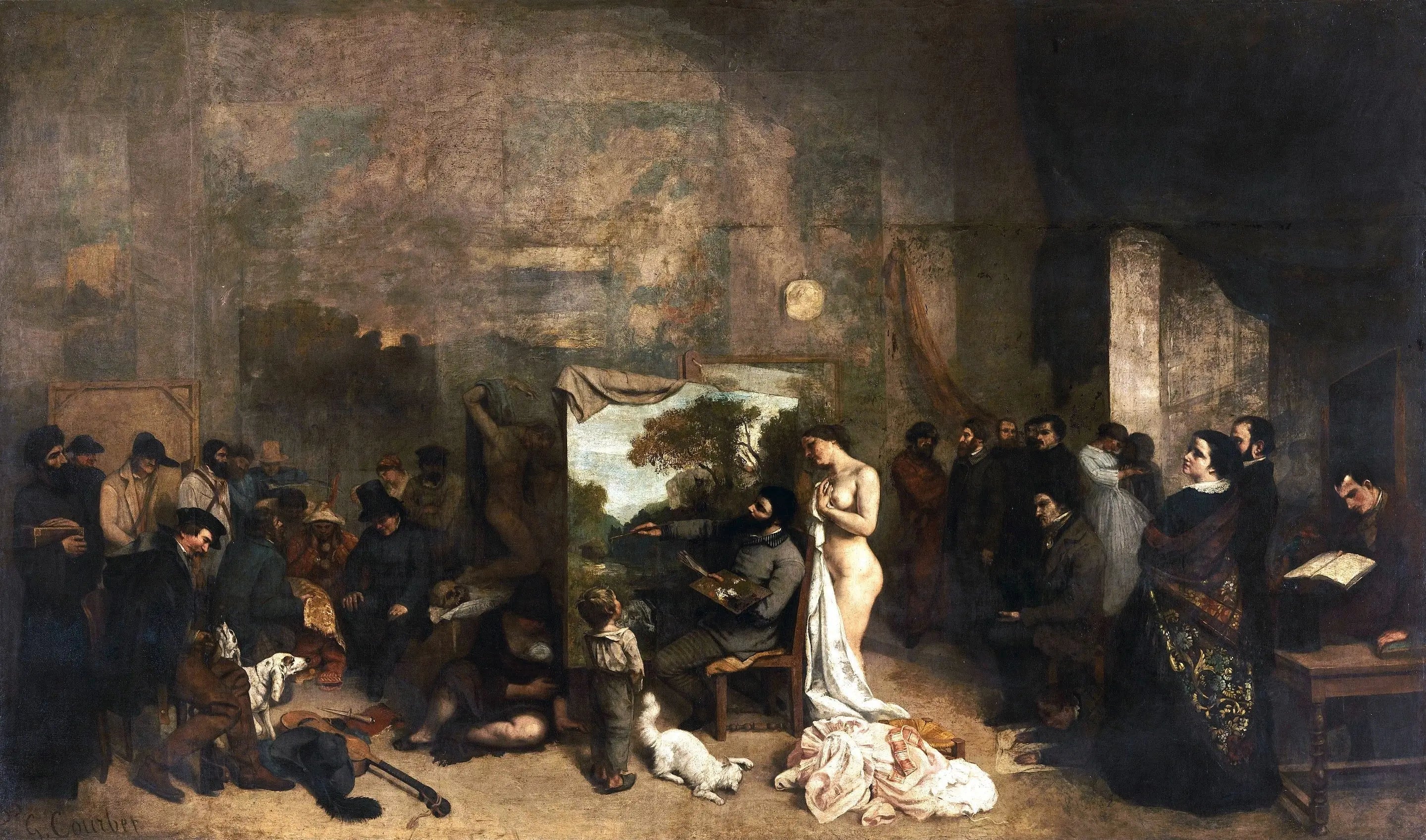 L'Atelier du peintre - Gustave Courbet image 1 copie peinte à la main à l’huile