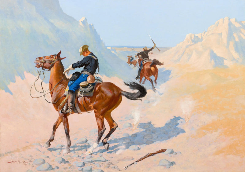 前衛または軍事的犠牲（待ち伏せ） - フレデリック・レミントン

Source:
L'avant-garde ou le sacrifice militaire (l'embuscade) - Frederic Remington