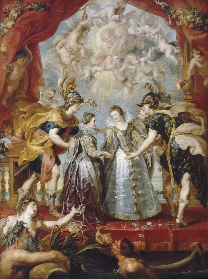 アンデアイ川の上での二人の王女の交換、1615年11月9日 - ピーテル・パウル・ルーベンス