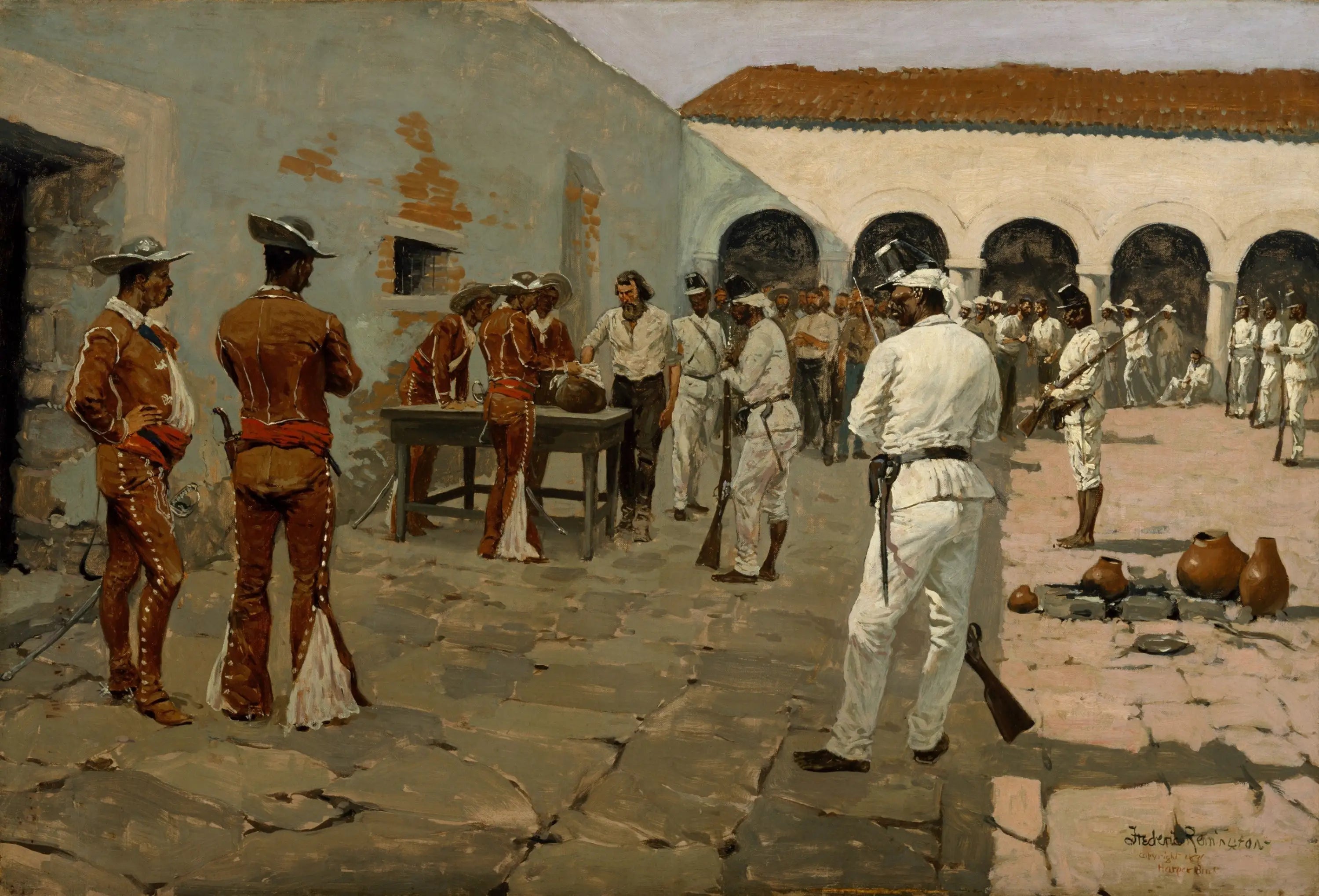 L'expédition Mier : Le dessin du haricot noir - Frederic Remington image 1 tableau peint à l’huile sur toile