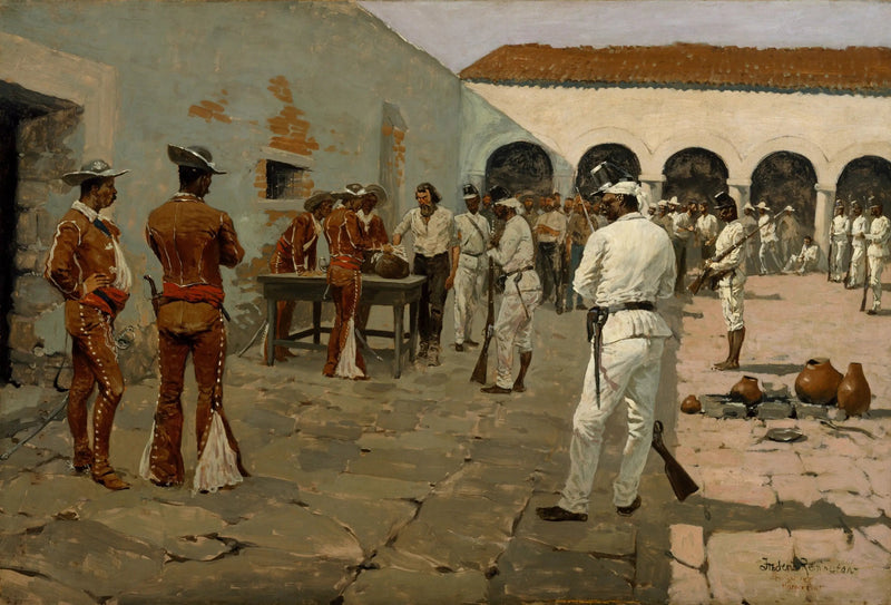 ミエール発送：黒豆のスケッチ - フレデリック・レミントン

Source:
L'expédition Mier : Le dessin du haricot noir - Frederic Remington