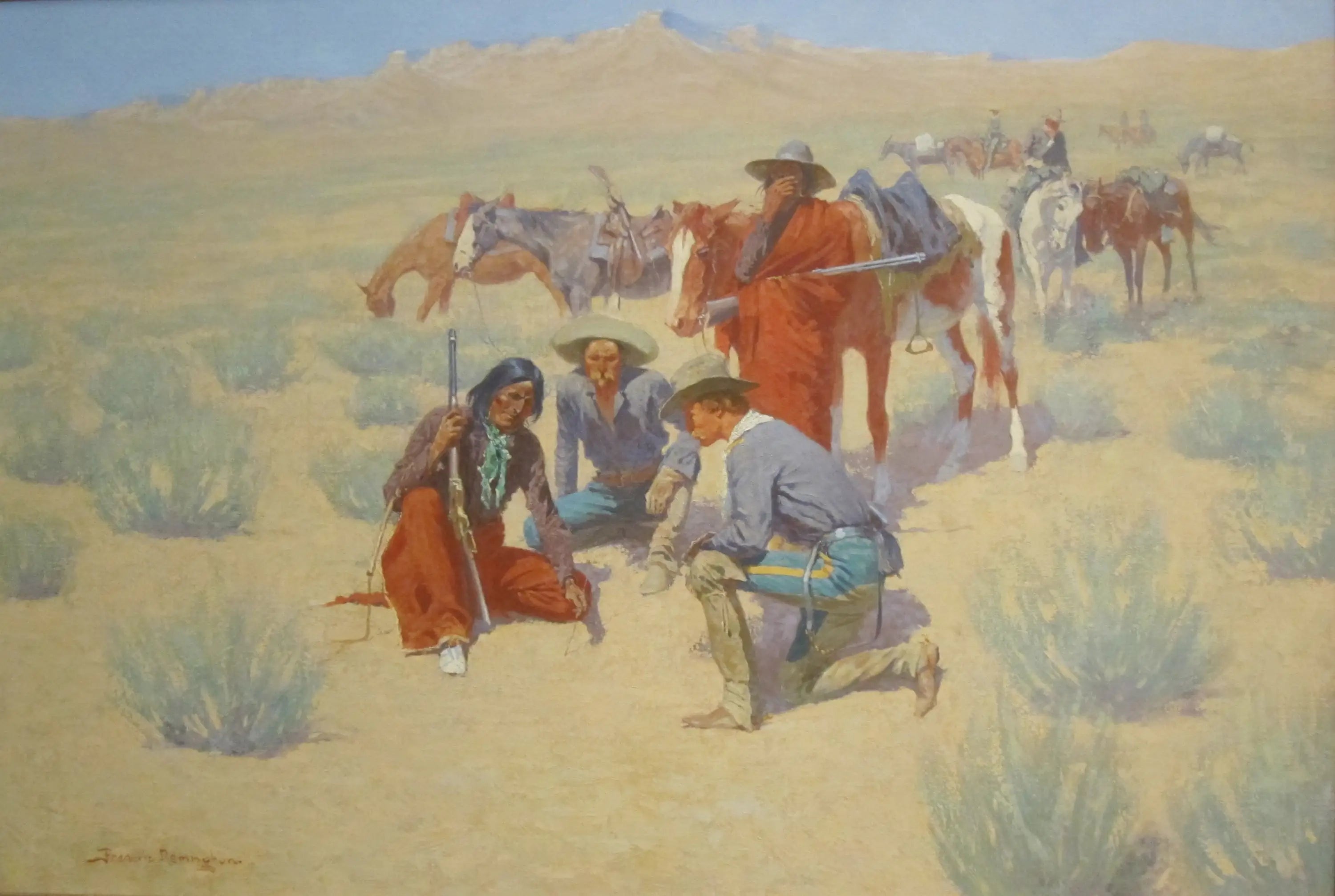 La carte dans le sable - Frederic Remington image 1 reproduction de peinture à l’huile