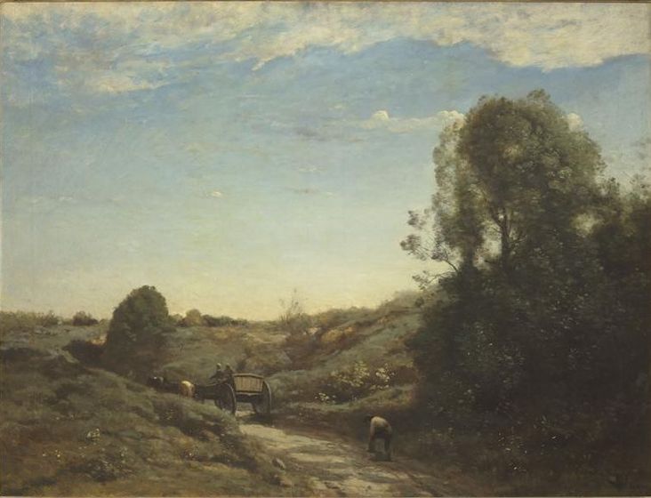 La Charrette souvenir de Marcoussis - Jean-Baptiste Camille Corot - Alpha Reproduction