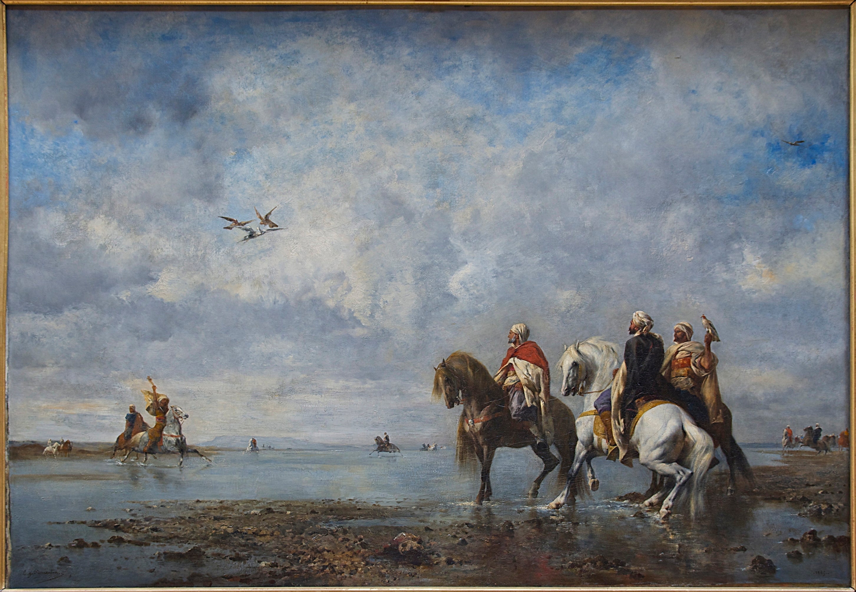 La Chasse au héron (Algérie) - Eugène Fromentin image 1 tableau peint à l’huile sur toile