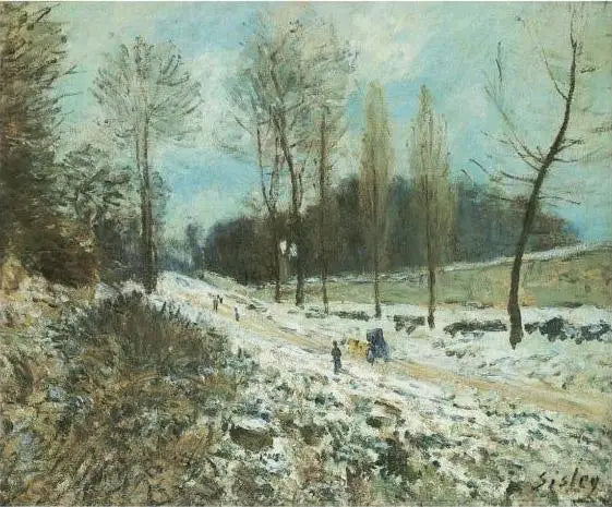 雪の中のマルリーの心の翼 - アルフレッド・シスレー