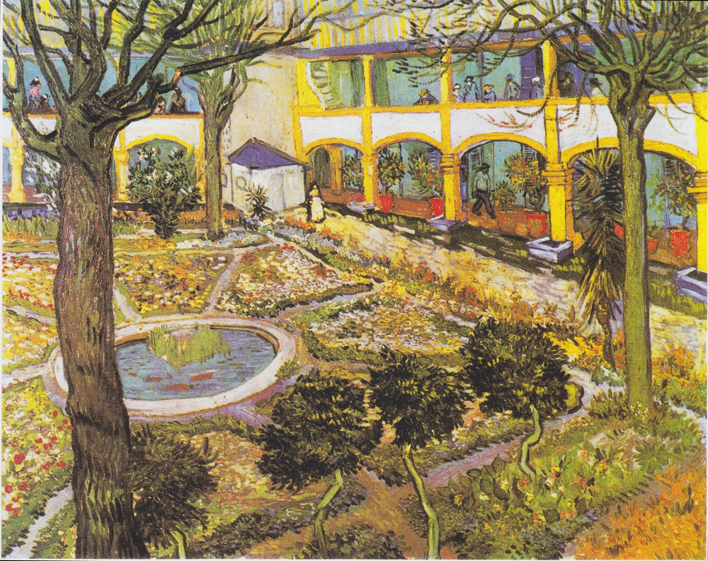 La cour de l'hôpital d'Arles - Vincent van Gogh image 1 copie peinte à la main à l’huile