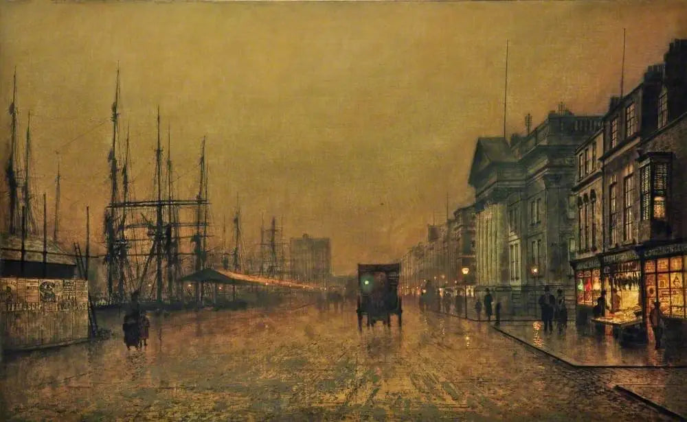 La douane de Liverpool, vue vers le nord - John Atkinson Grimshaw image 1 reproduction de peinture à l’huile