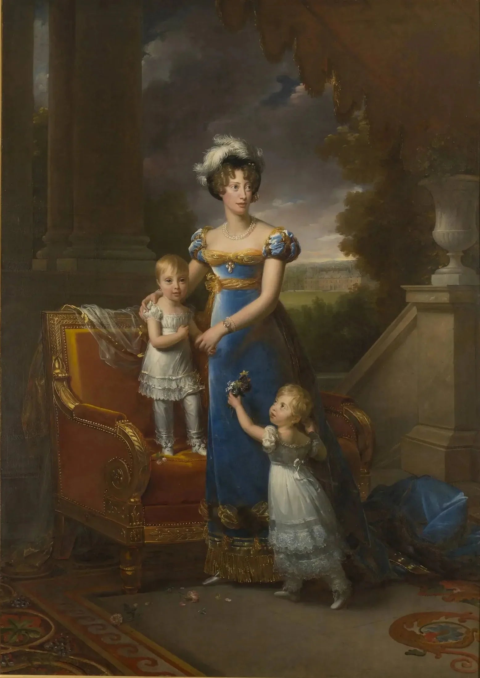 La duchesse de Berry et ses enfants devant le Château de Rosny - François Gérard image 2 copie peinte à la main à l’huile