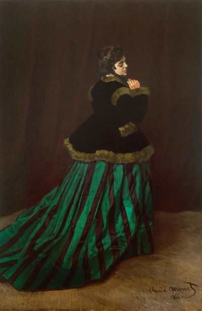 Reproduction du tableau « La Femme en robe verte - Claude Monet » par Alpha Reproduction en peinture à l’huile