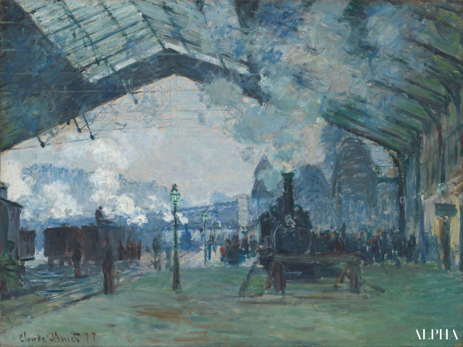 サン・ラザール駅、ノルマンディー行きの列車 - クロード・モネ - 高級絵画および絵画の複製