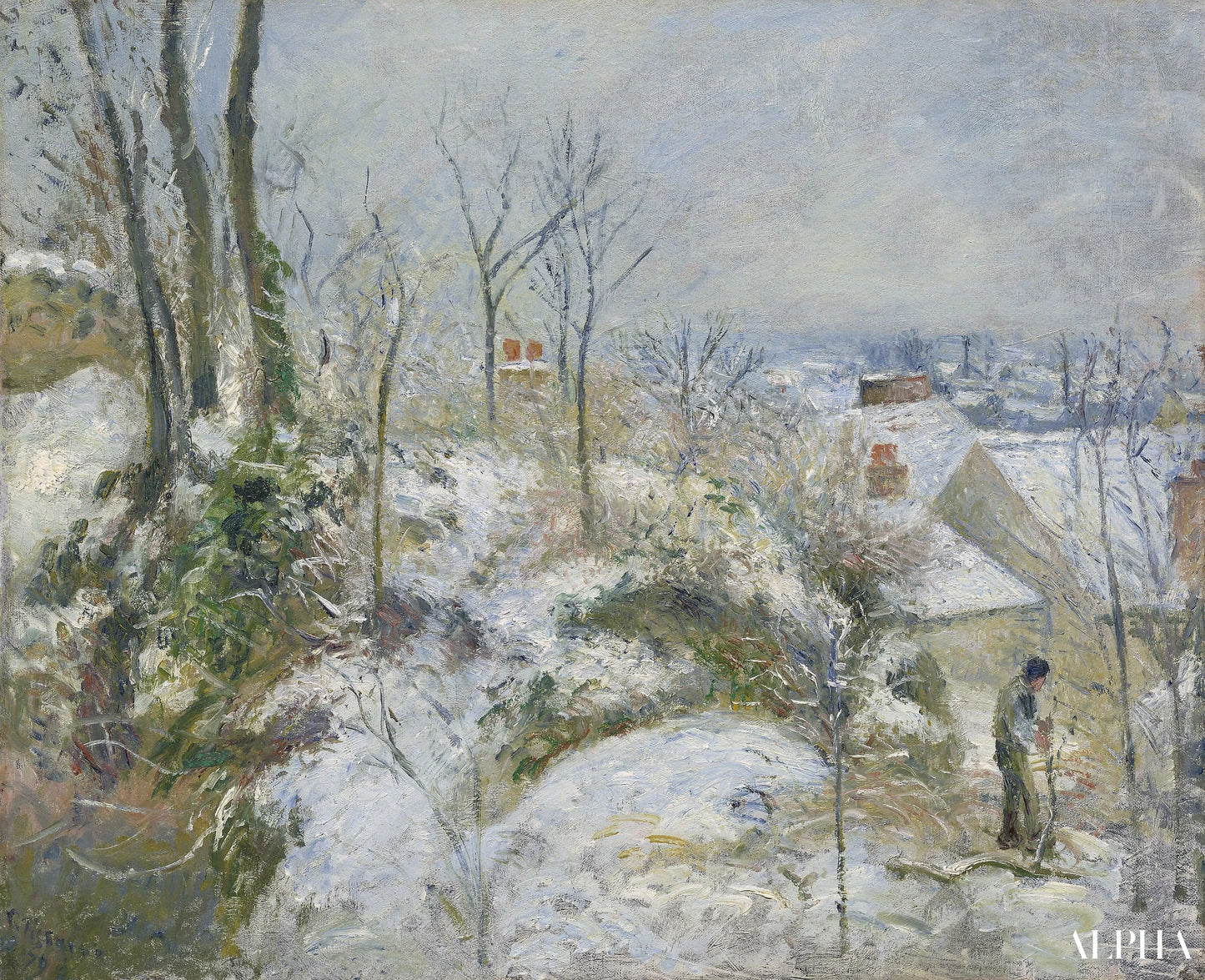 La Garenne, côte Saint-Denis à Pontoise, effet de neige - Camille Pissarro - Reproductions de tableaux et peintures haut de gamme