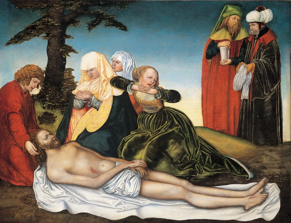 La lamentation sur le corps du Christ mort - Lucas Cranach the Elder image 1 copie peinte à la main à l’huile