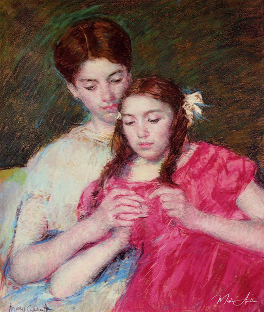 La leçon de crochet - Mary Cassatt - Reproductions de tableaux et peintures haut de gamme