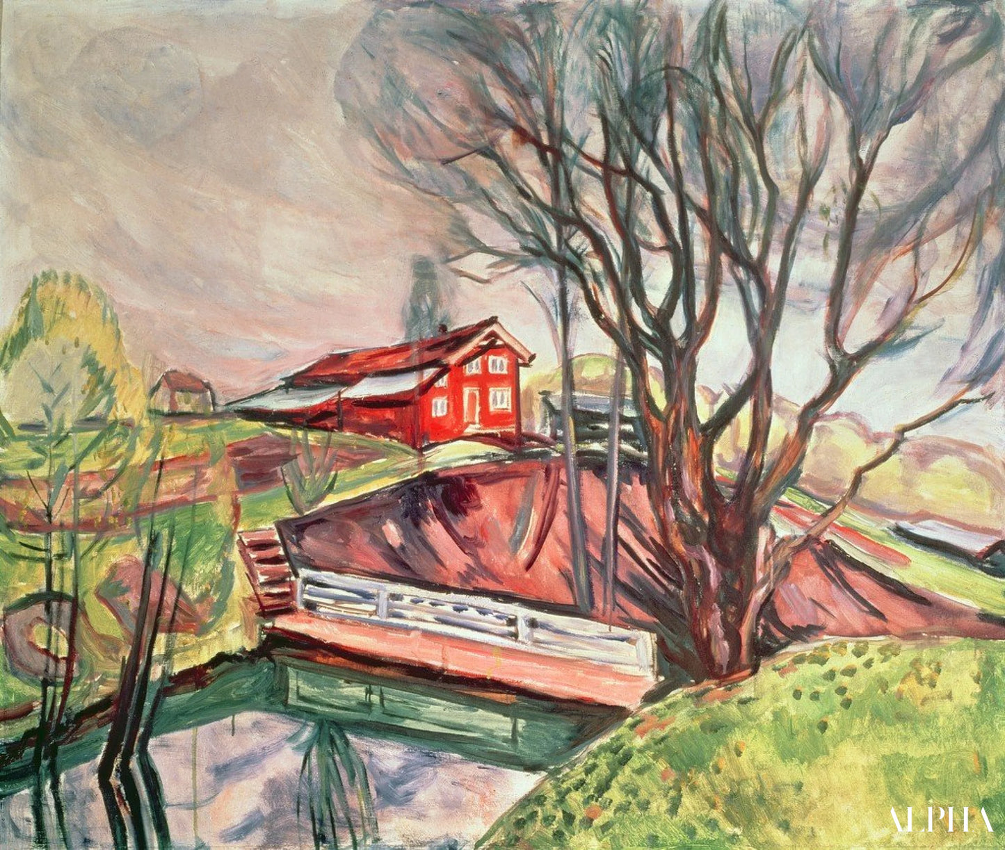 赤い家 - Edvard Munch - 高級絵画および絵画の複製