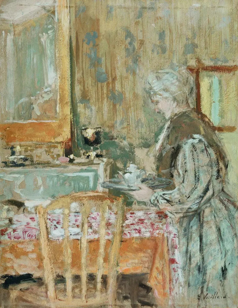 アーティストの母親がお茶を出す - エドゥアール・ヴイアル