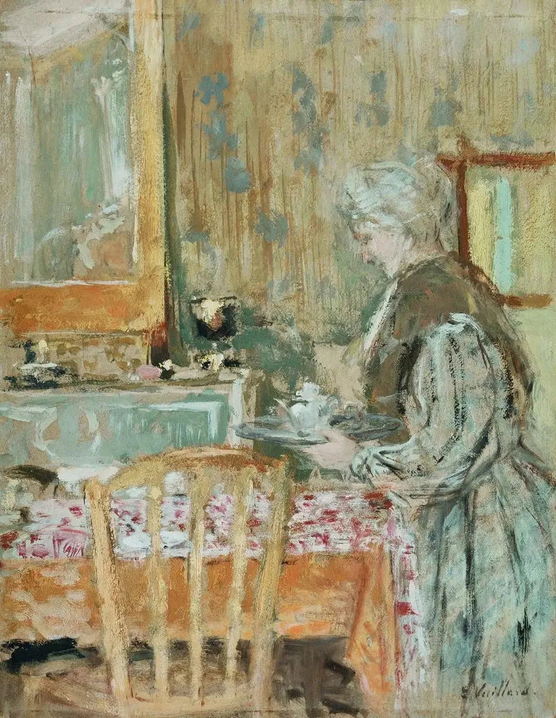 アーティストの母親がお茶を出す - エドゥアール・ヴイアル