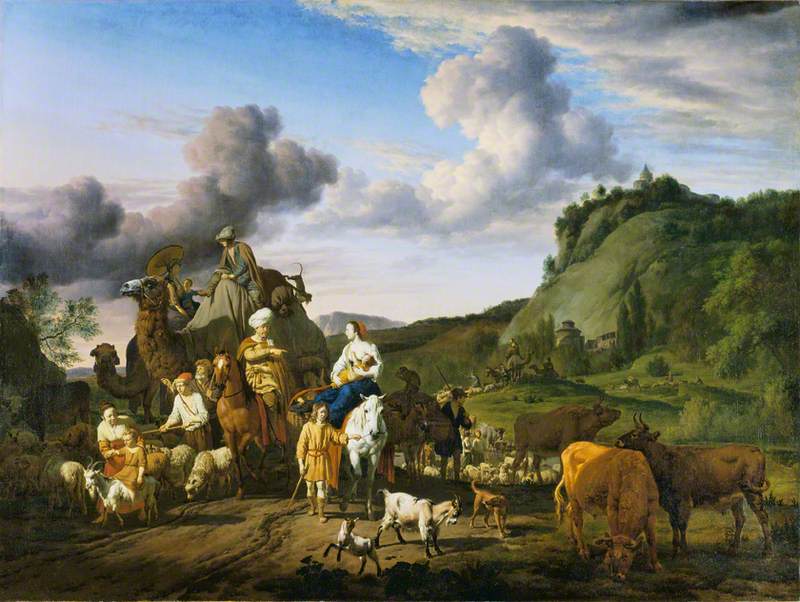 La migration de Jacob - Adriaen van de Velde image 1 copie de tableau peinte à la main