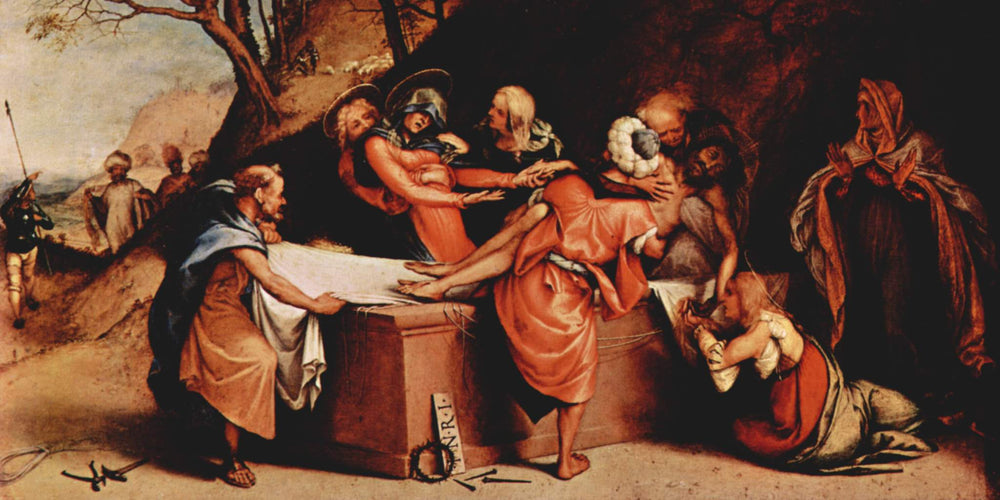 La Mise au tombeau du Christ (Lotto) - Lorenzo Lotto image 1 copie peinte à la main à l’huile