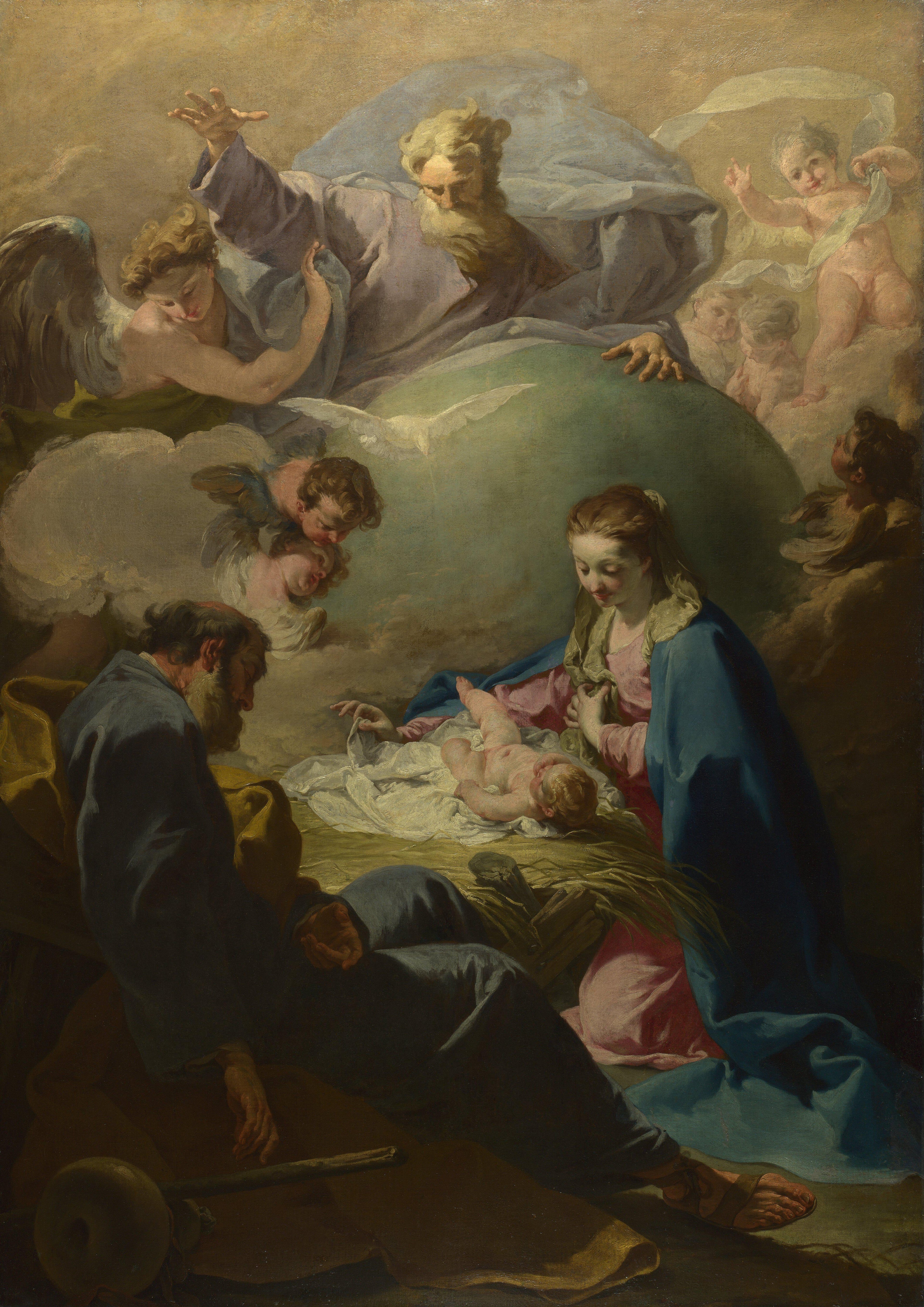 La Nativité avec Dieu le Père et le Saint-Esprit - Giovanni Battista Pittoni - Alpha Reproduction