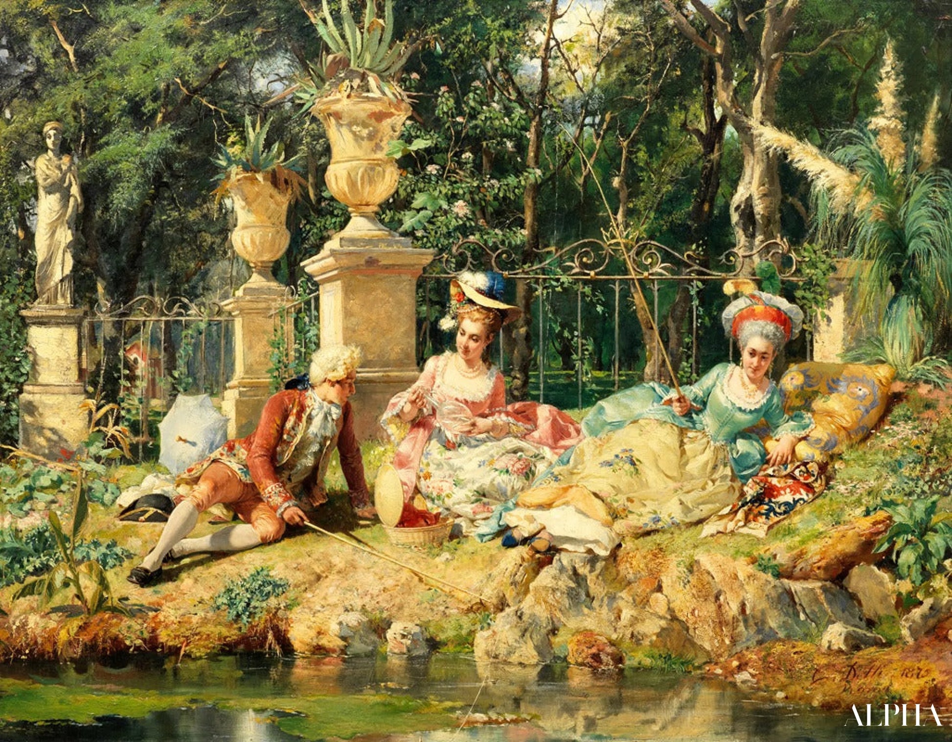 La partie de pêche - Cesare-Auguste Detti Reproductions de tableaux à la peinture à l’huile