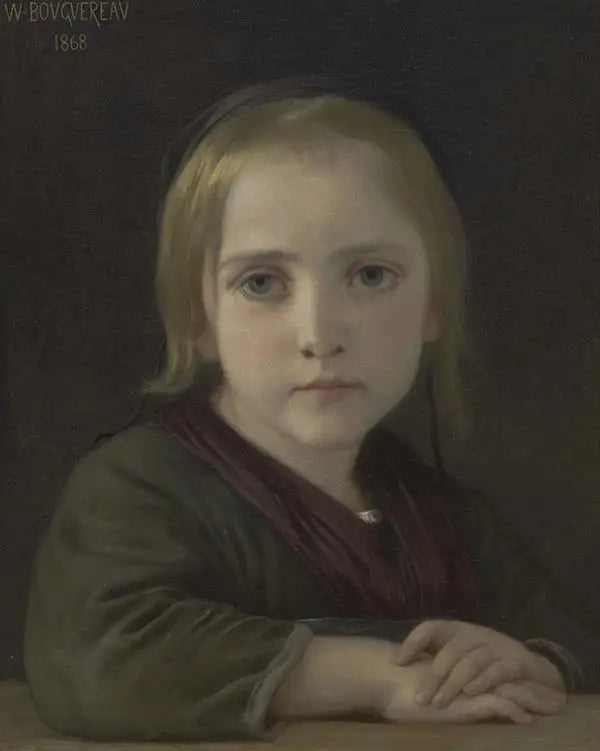 La petite fille aux yeux bleus - Bouguereau image 1 tableau peint à l’huile sur toile