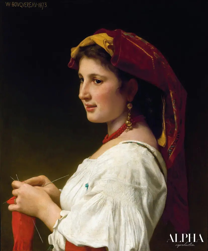 La petite tricoteuse - William Bouguereau Reproductions de tableaux à la peinture à l’huile