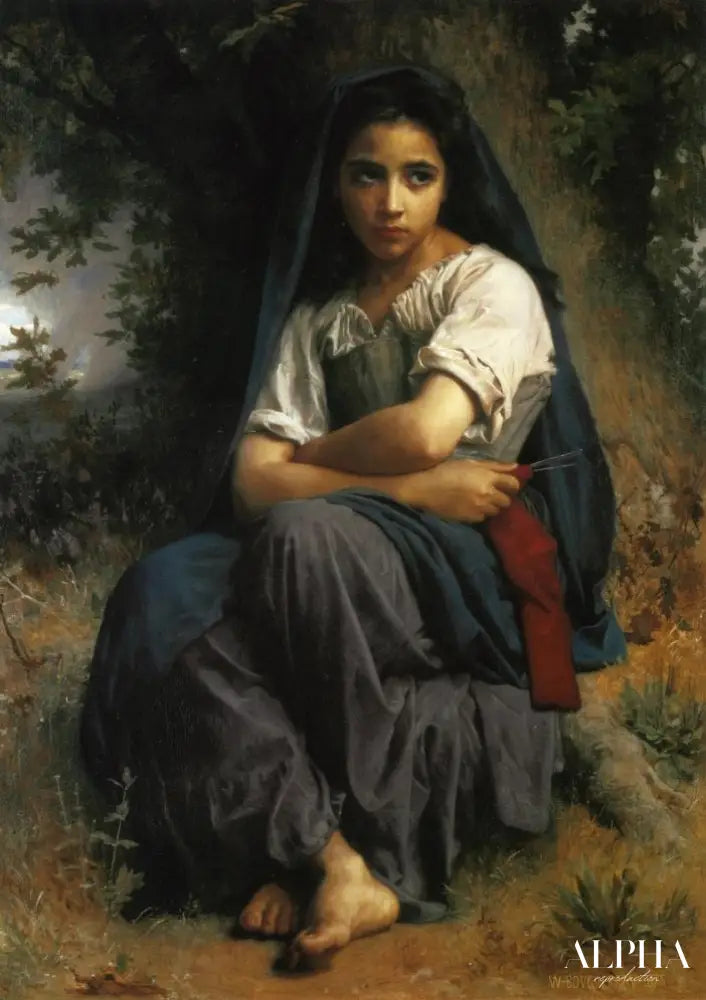 La petite tricoteuse - William Bouguereau - Reproductions de tableaux et peintures haut de gamme