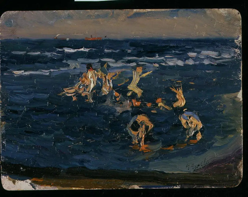 ビーチ、バレンシア（波の中の少年たち） - ホアキン・ソロリャ