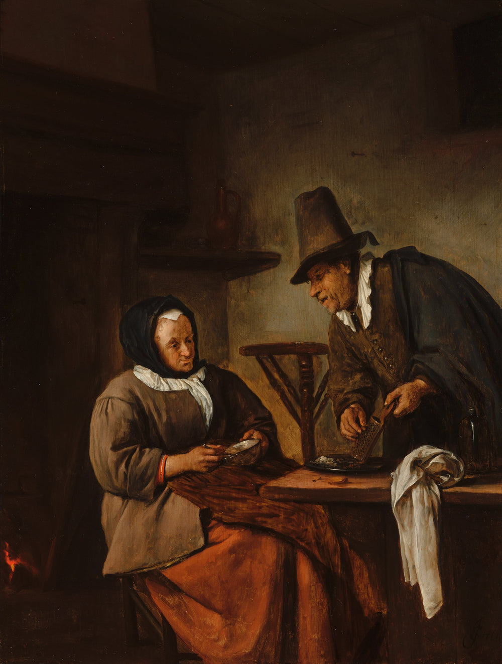 La préparation du chaudeau - Jan Steen image 1 copie peinte à la main à l’huile