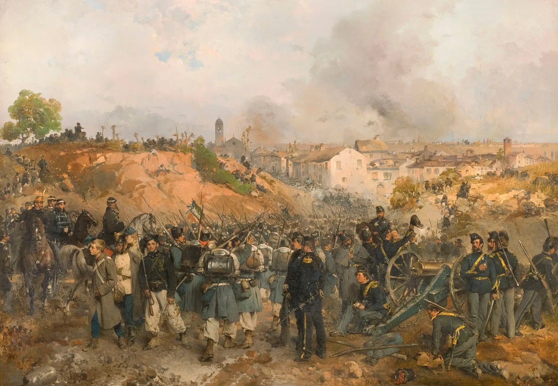 La prise de Palestro le 30 mai 1859 - Gerolamo Induno image 1 copie de tableau peinte à la main