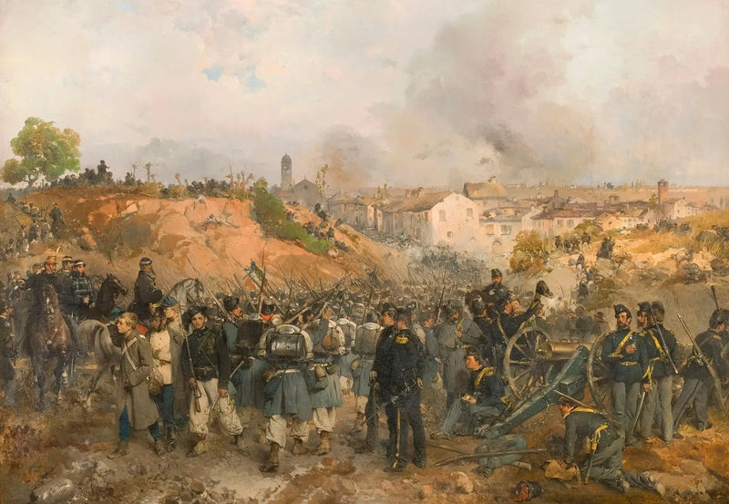 パレストロの戦い 1859年5月30日 - ジェロラモ・インドゥーノ

Source:
La prise de Palestro le 30 mai 1859 - Gerolamo Induno