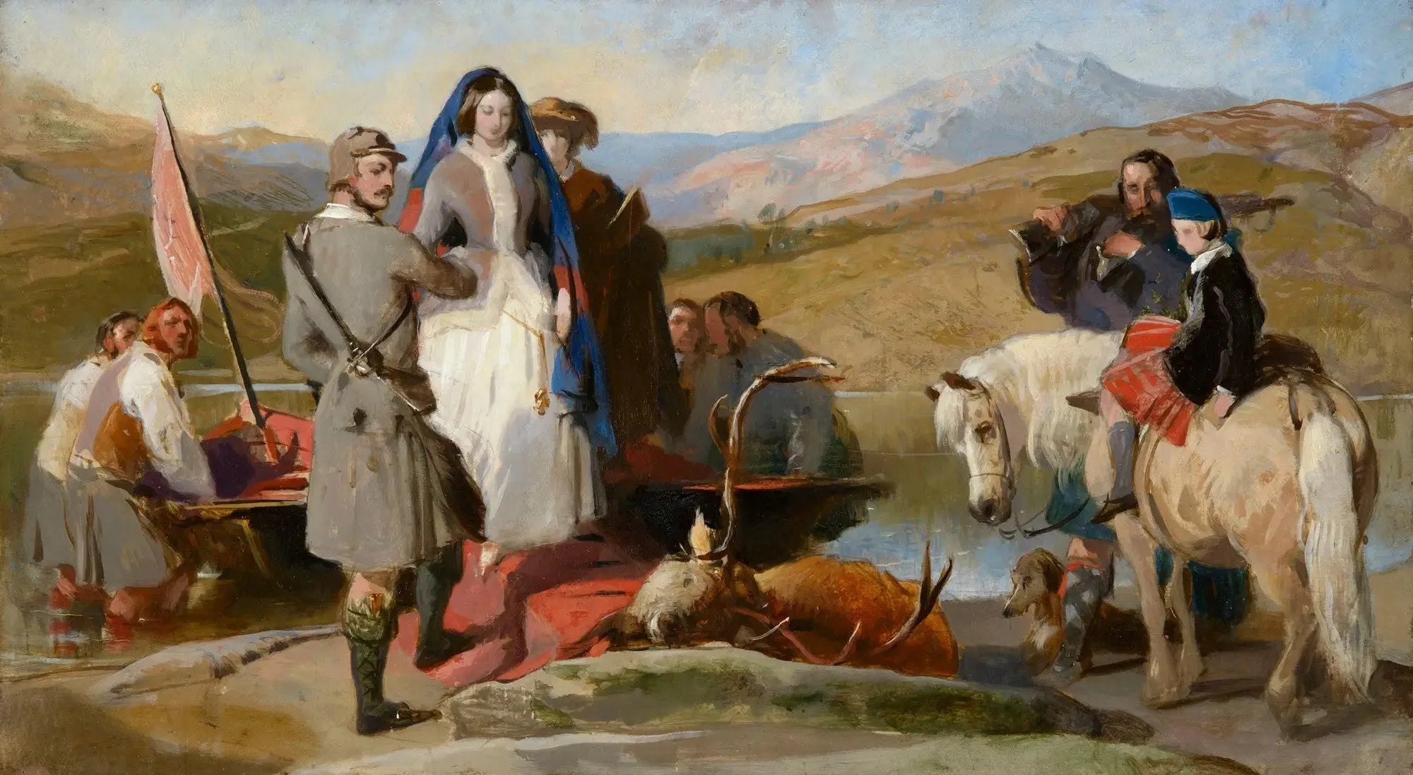 La reine Victoria débarque au Loch Muick - Edwin Henry Landseer image 1 reproduction de peinture à l’huile