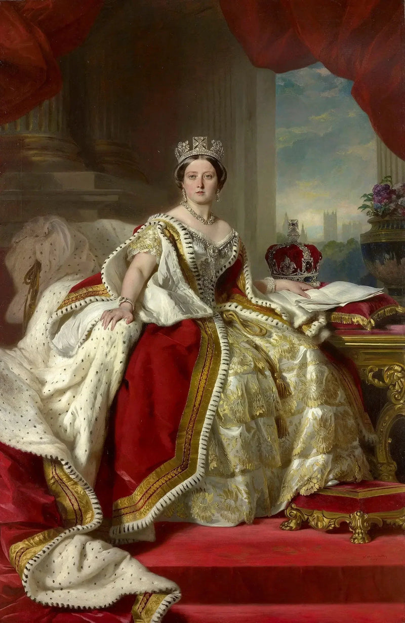 女王ヴィクトリアの戴冠式の衣装 - フランツ・ザヴェル・ウィンターハルター

Source:
La reine Victoria en tenue de couronnement - Franz Xaver Winterhalter