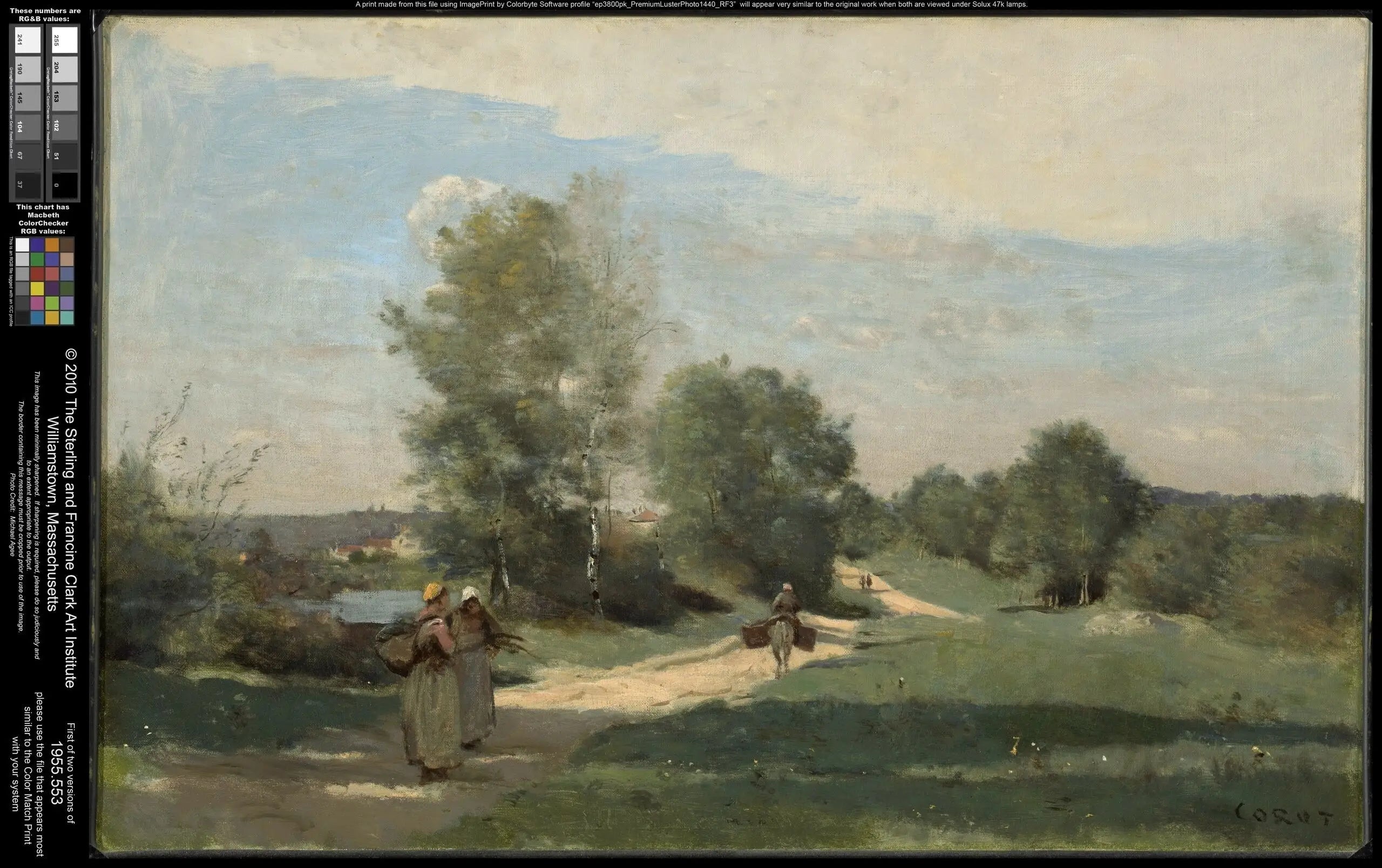 La route au bord de l'eau - Jean-Baptiste Camille Corot image 1 copie de tableau peinte à la main
