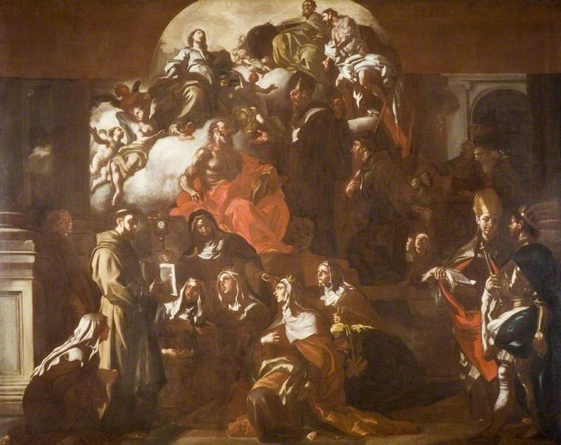 La Sainte Trinité avec la Vierge et les Saints - Francesco Solimena image 1 reproduction de peinture à l’huile